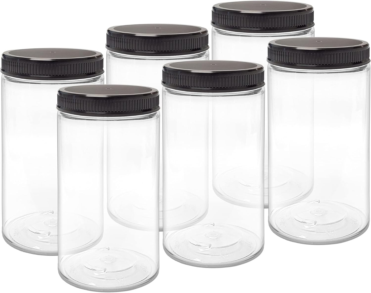 Ljdeals 32 Oz Clear Plastic Jars with Lids, Storage Containers, Wide Mouth PET M