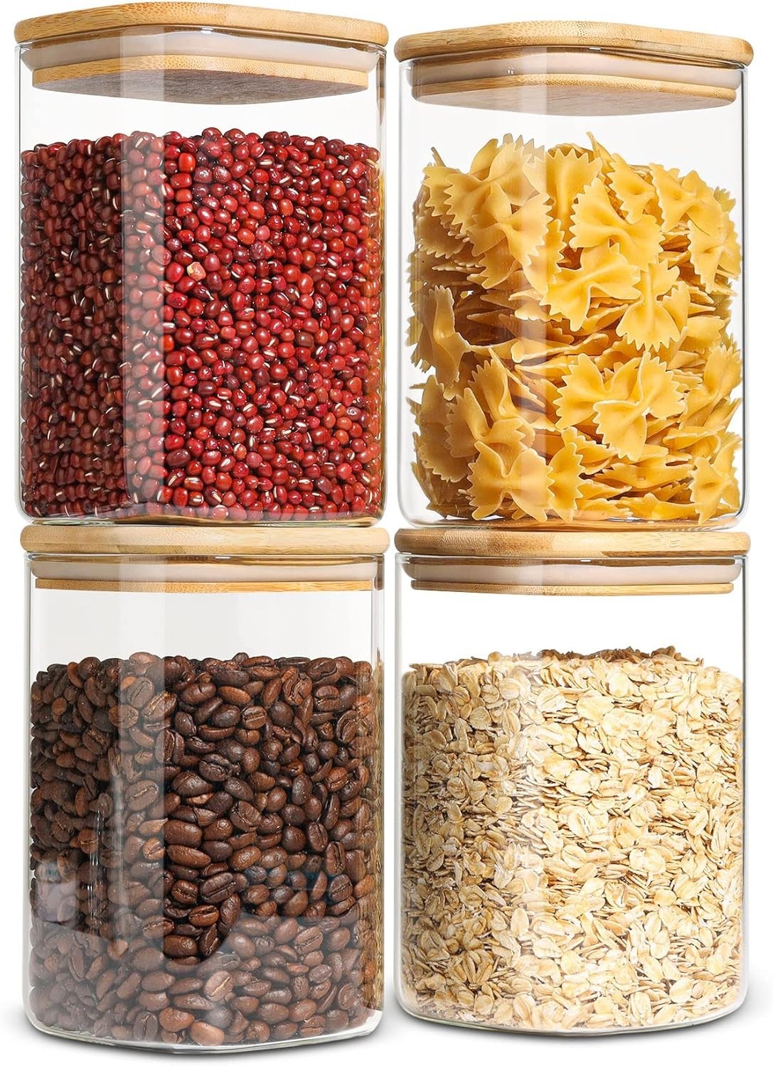 Versatile 1.2 Qt Glass Jars with Bamboo Lids – Perfect for Kitchen Organization