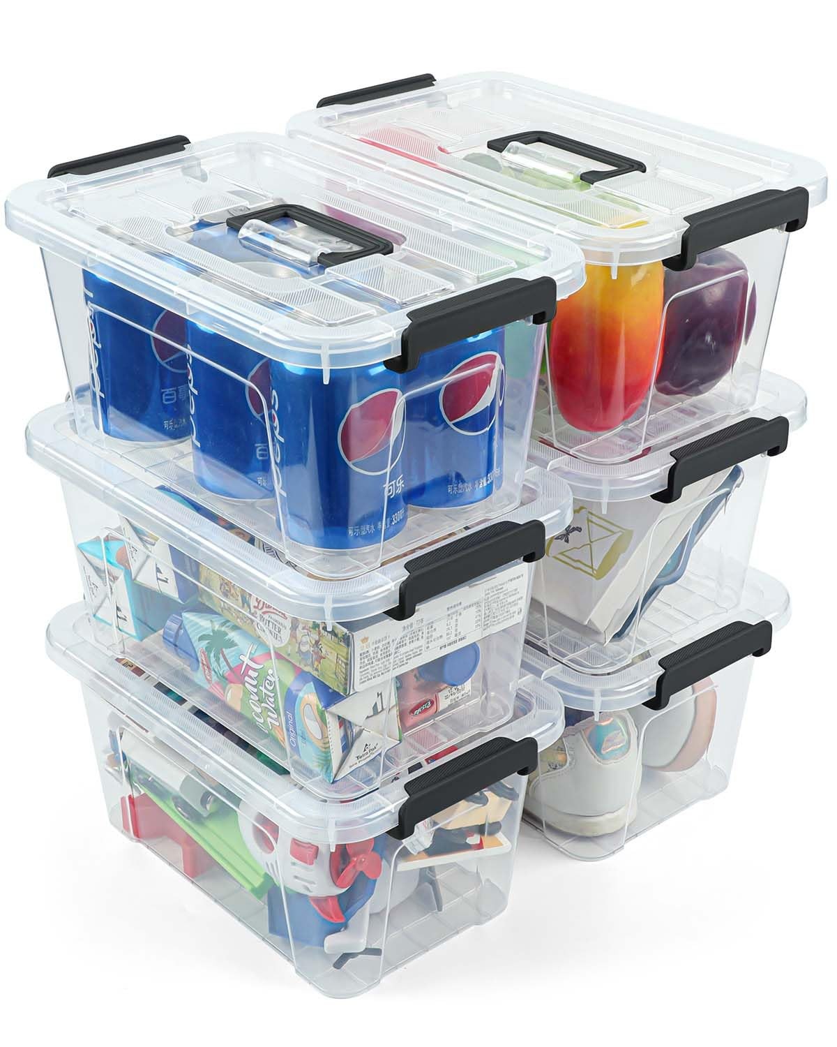 Plastic Storage Bins with Lids 6 Pack Stackable Food Containers Kitchen Pantry
