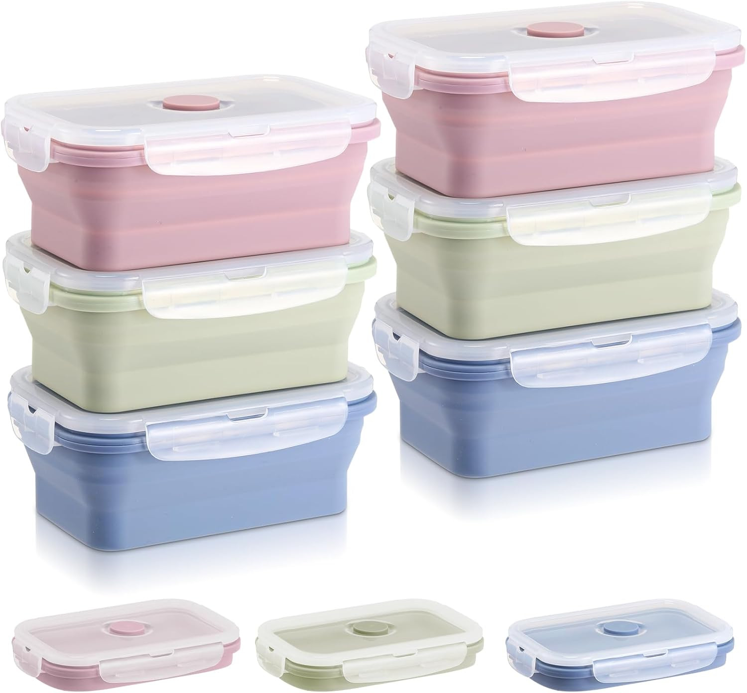 6 Pcs Silicone Containers for Food Collapsible Food Storage Containers with Airt