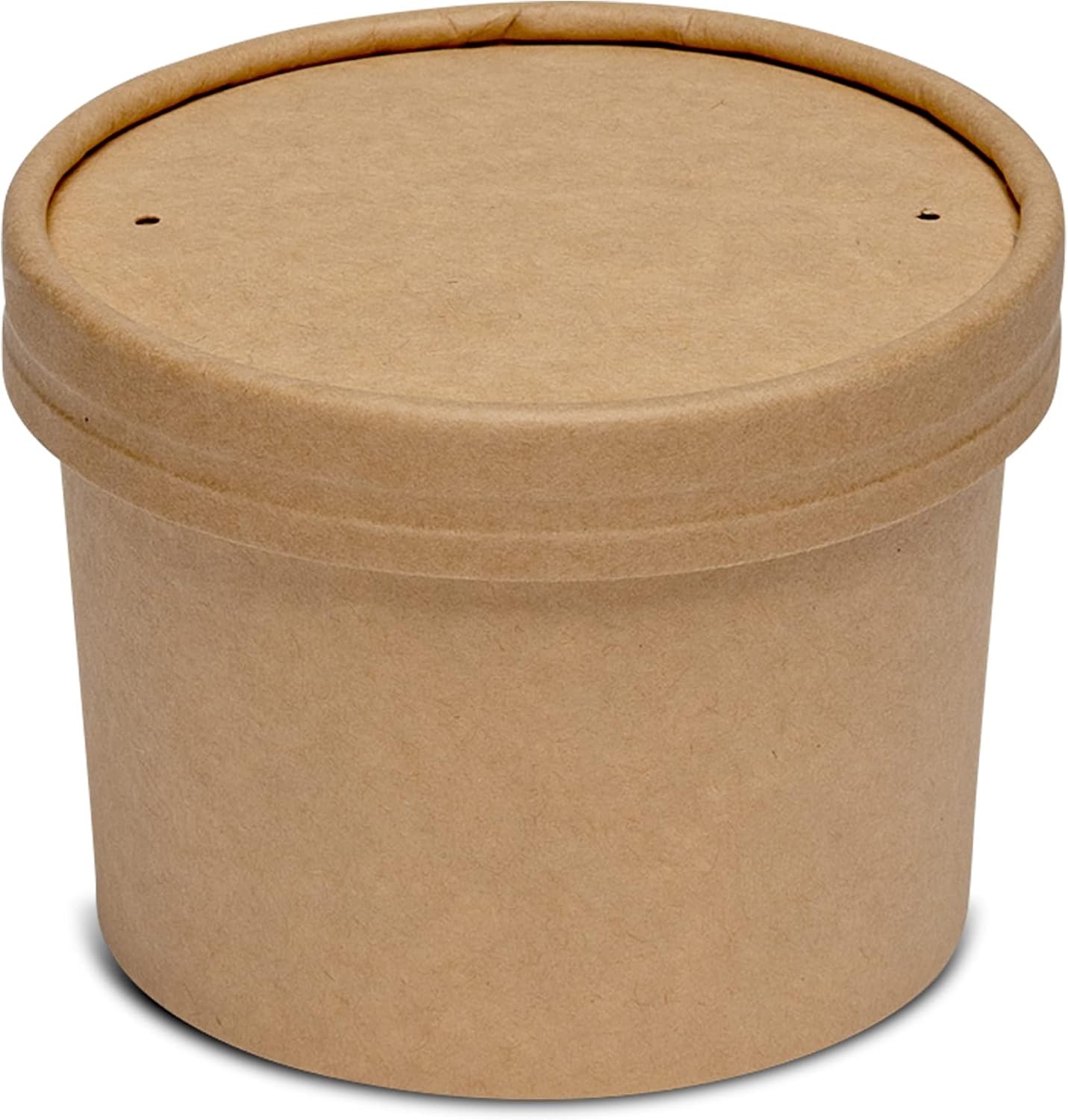 12 oz. Kraft Paper Food Containers W/ Vented Lids [50 Count] To Go Hot Soup
