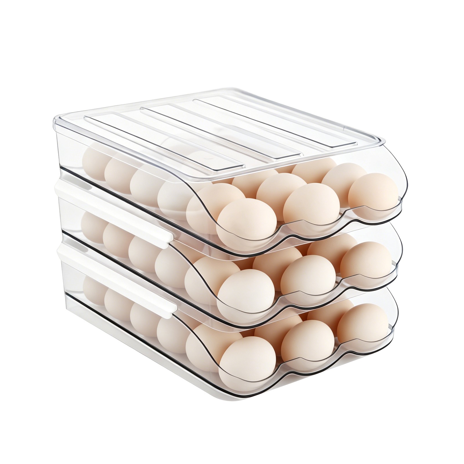 3-tier Egg Holder for Fridge Egg Storage Container, Large Capacity Egg Organizer