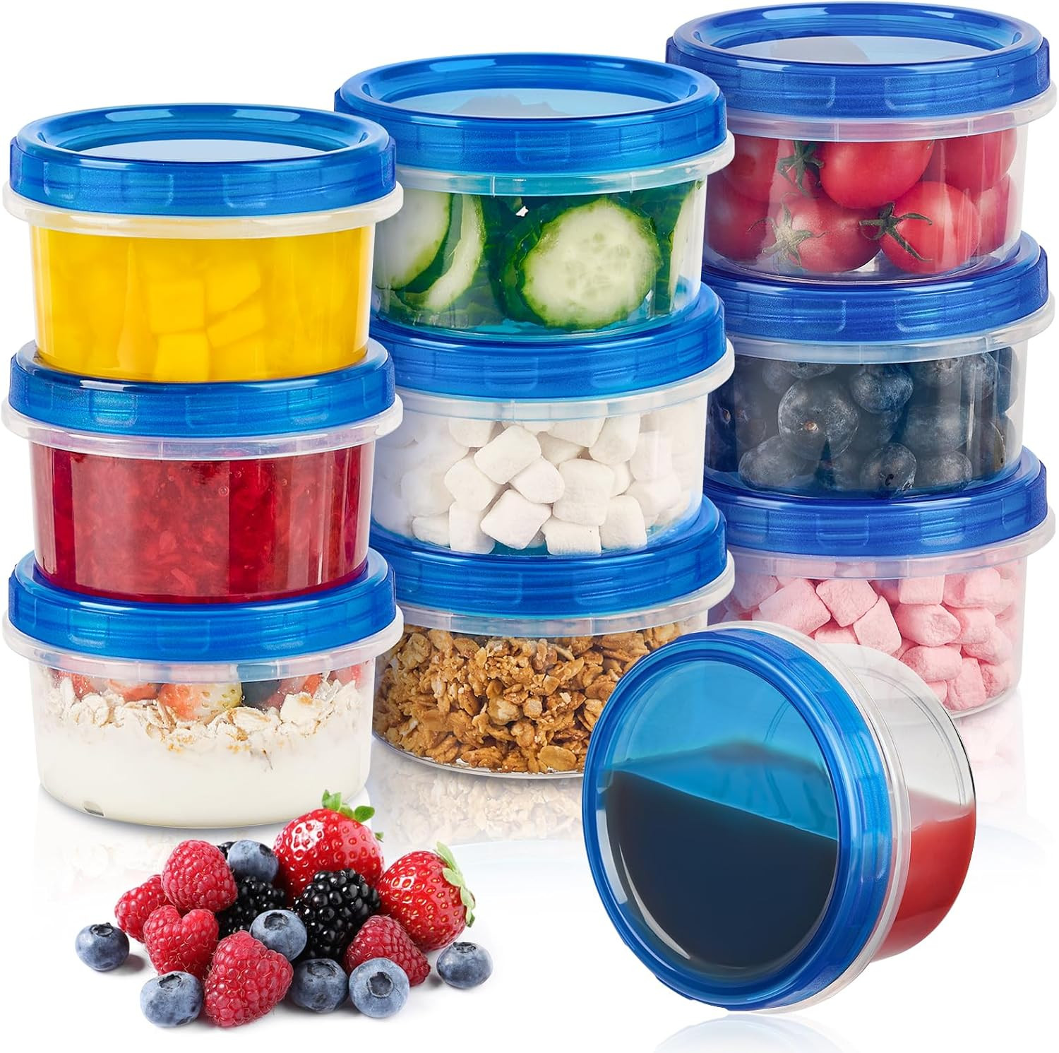 8 oz Freezer Storage Containers with Twist Top Lids, 10 Pack Reusable Meal Prep