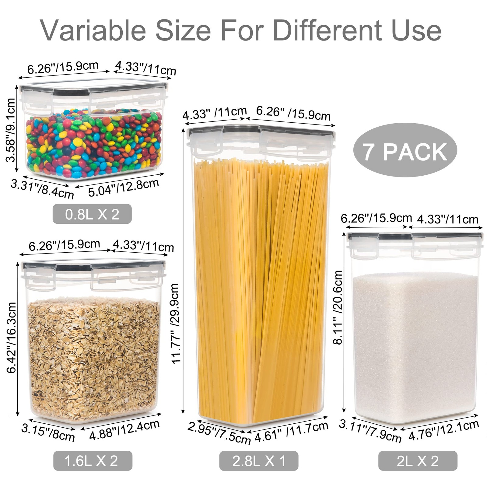 Airtight Food Storage Containers With Lids 7 Pcs Bpa Free Kitchen Storage Contai