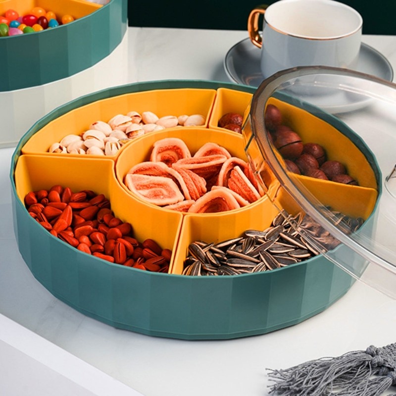 Practical Single Layer Rotating Fruit Display Tray Functional Snacks Candy Plate