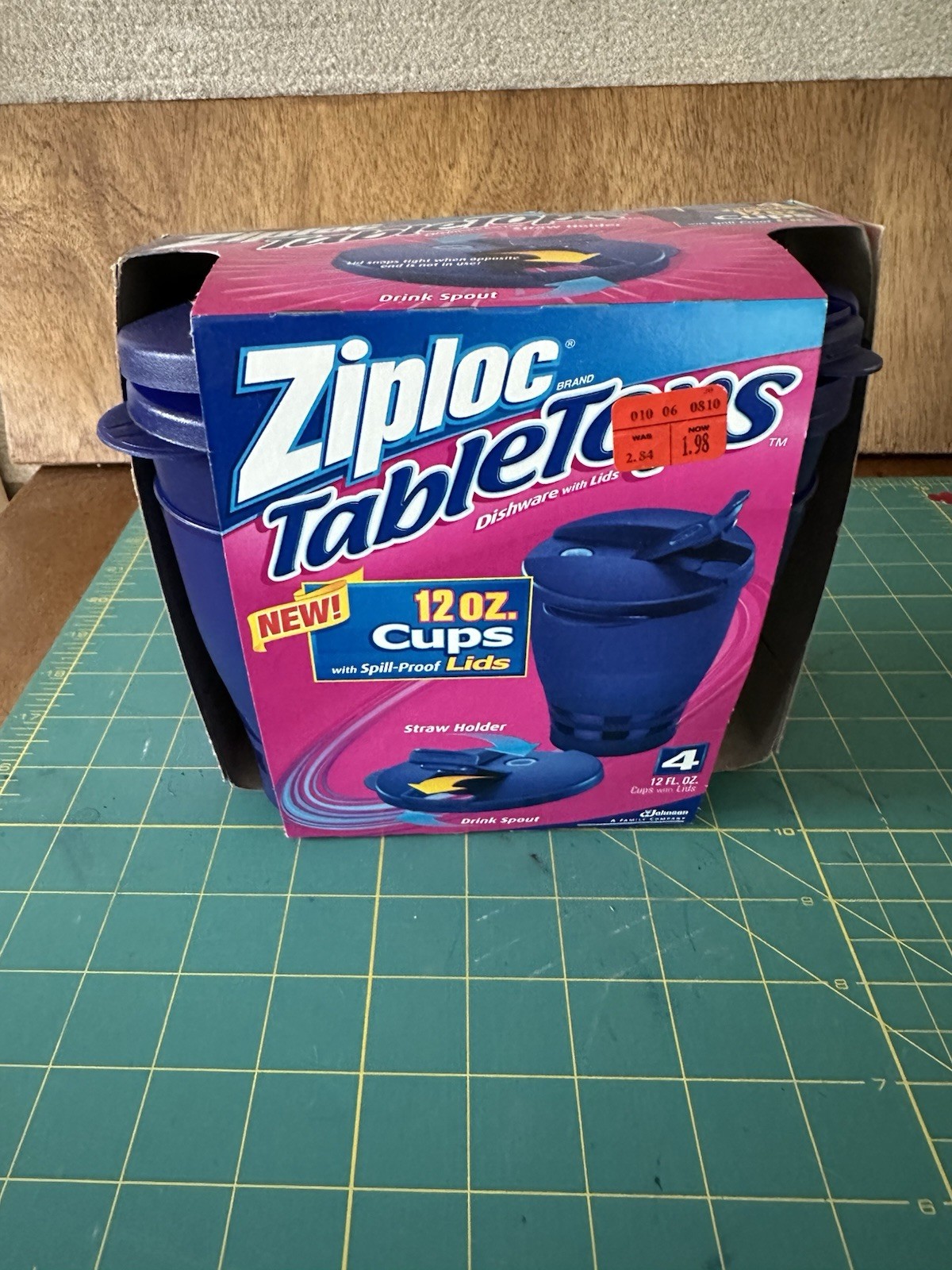 Ziploc TableTops Cups w/ Spill-Proof Lids Set 4 NEW Vintage 12 oz Discontinued