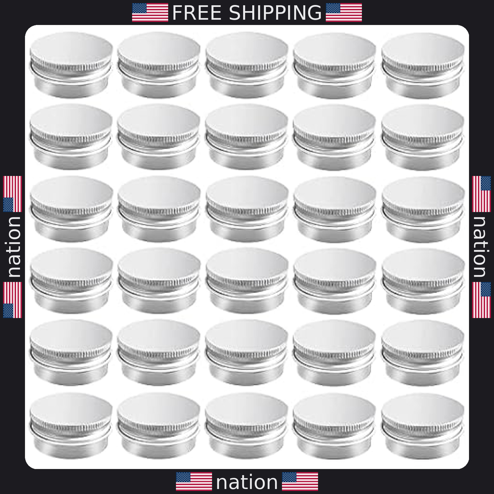 30 Pack 0.5 oz Aluminum Screw Lid Jar – Round Refillable Containers (15 ml)