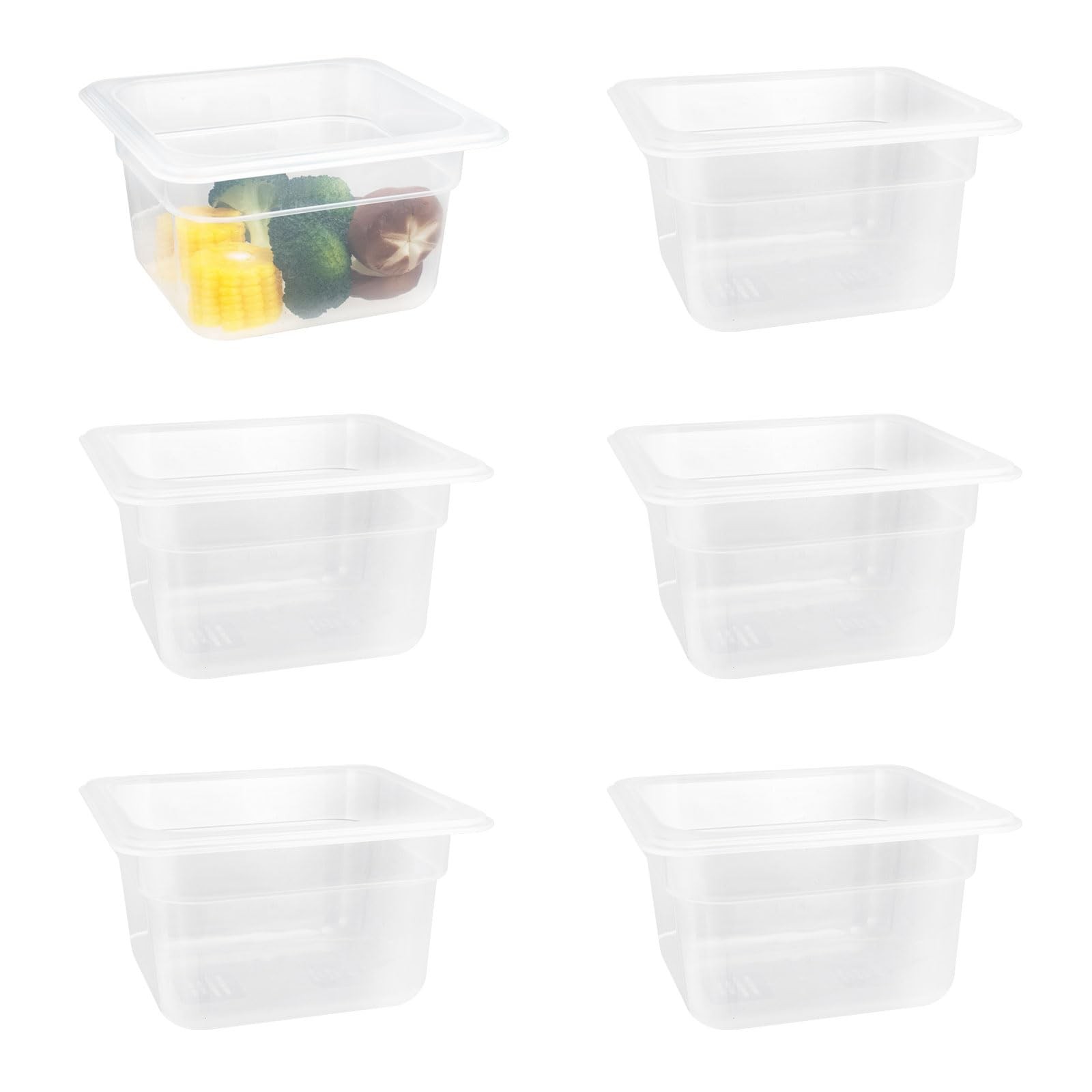 6-Pack Food Pan with Lids, 1/6 Size Food Storage Containers for homes, school…