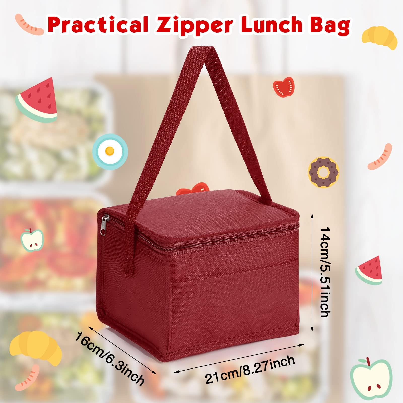 Nuogo 15 Pack Insulated Lunch Bags Bulk Reusable Cooler Boxes Leakproof Waterpro