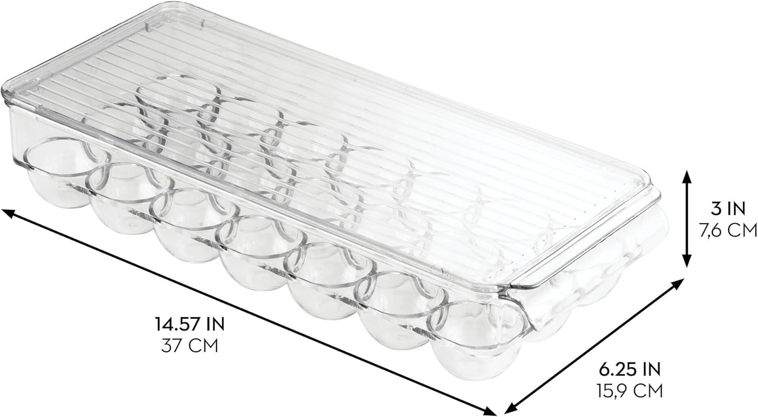 Clear Plastic Egg Holder for Fridge with Lid, 21 Egg | Storage Container, Organi