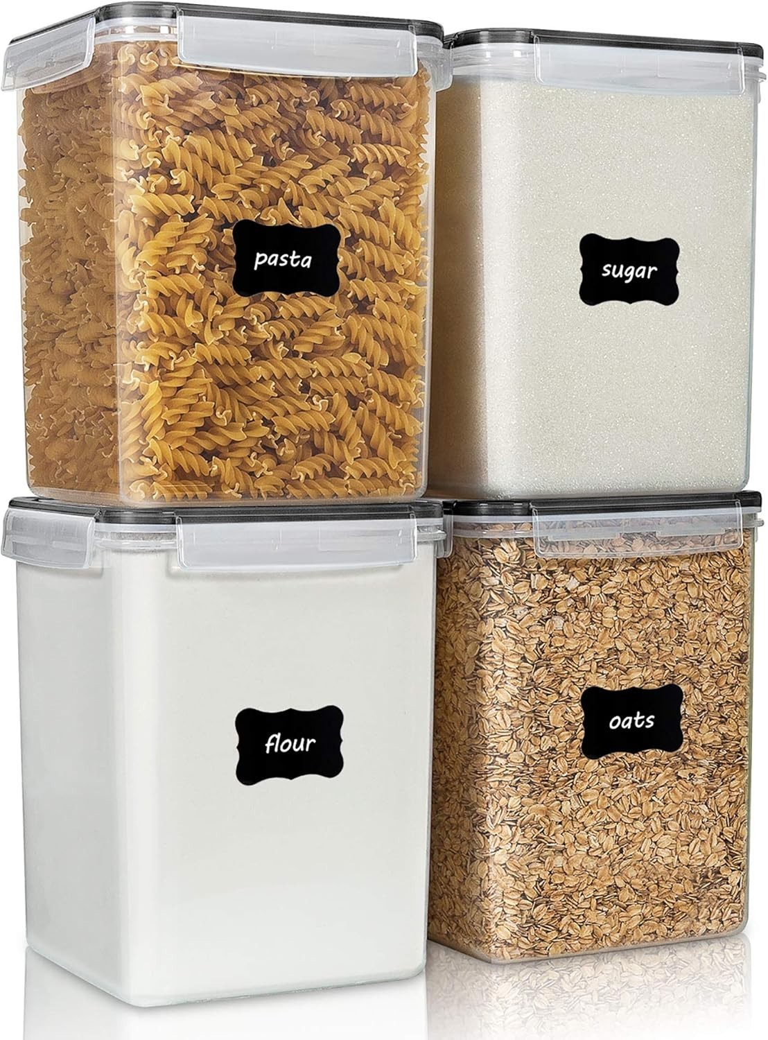 4 PCS Large Food Storage Containers 5.2L / 175oz 4 Pieces BPA Free Plastic Airt