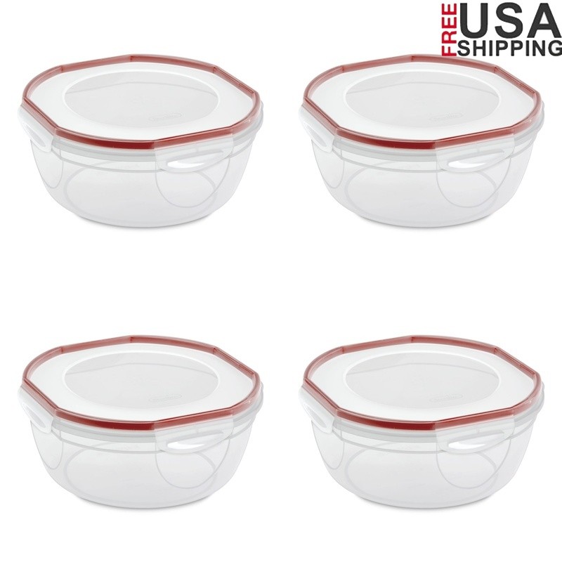 Airtight Food Storage Bowls Set 4 Pack Stackable Microwave Freezer Safe New