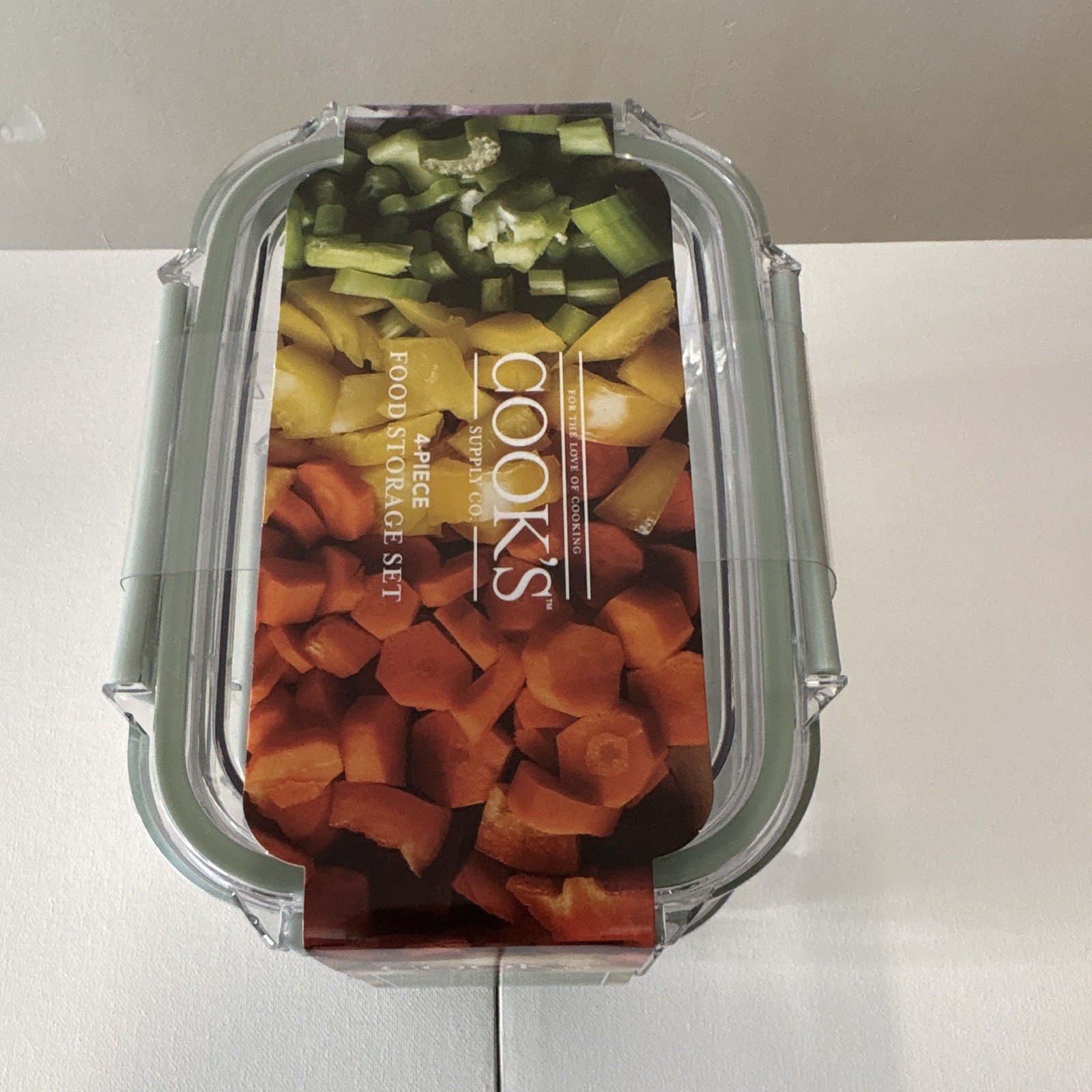 Cook’s Supply Co. 4pc 29oz Stackable Clear Plastic Rectangular Snap Lid Set