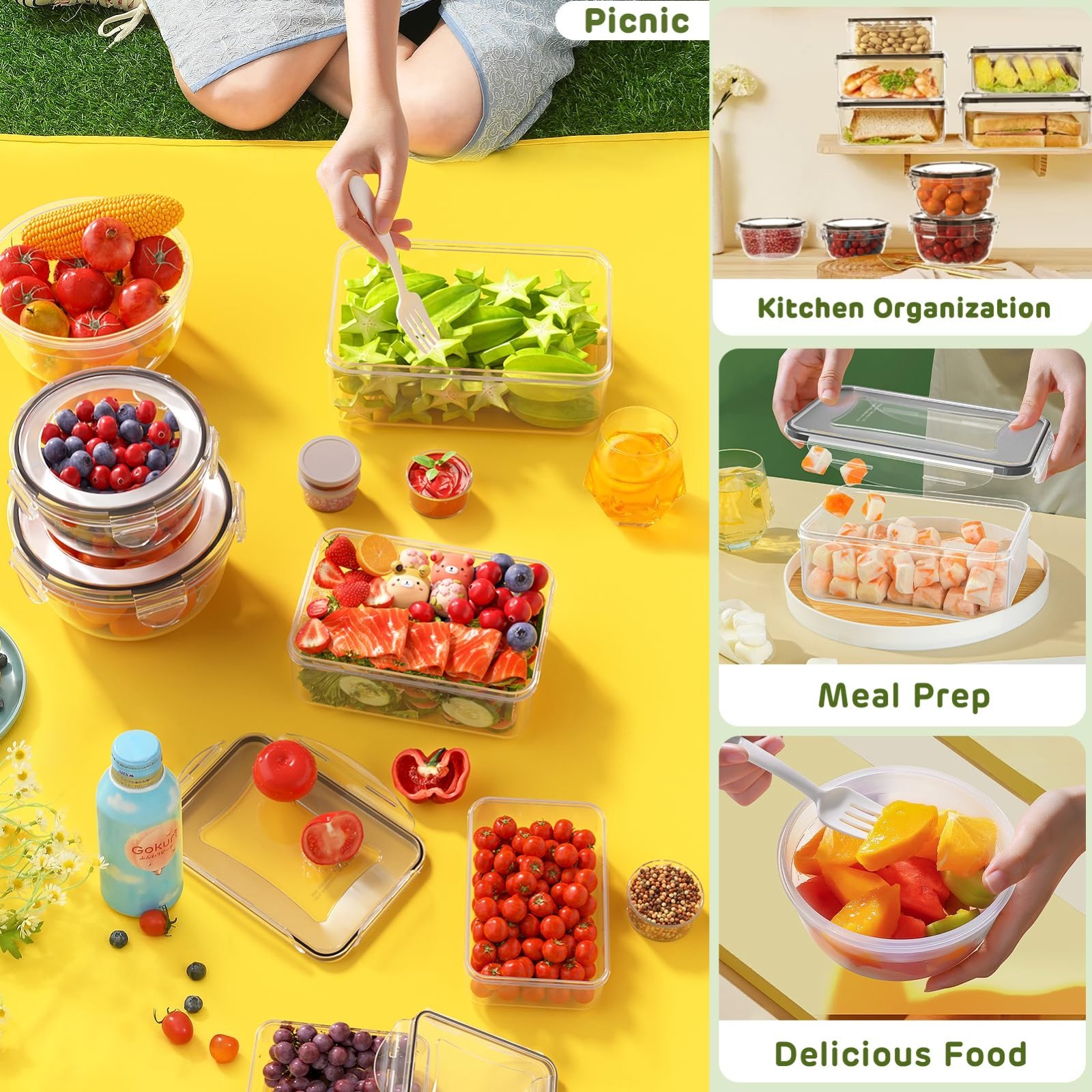 40 PCS Airtight Food Storage Containers – Leakproof Meal Prep, Reusable, Microwa