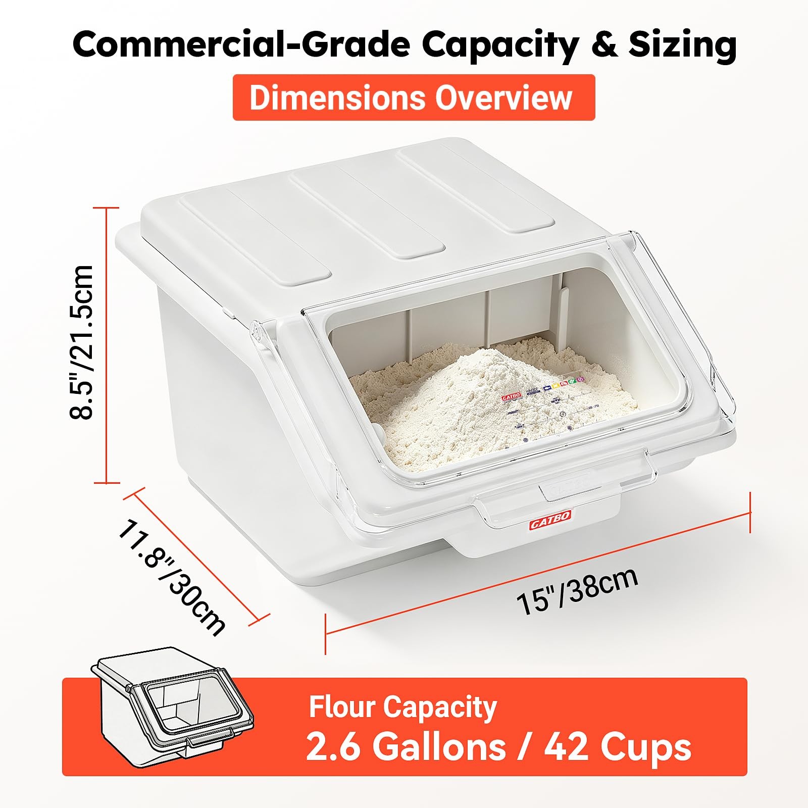 2.6 Gallon / 42 Cup Commercial Shelf Ingredient Bin with Scoop, Stackable Foo…