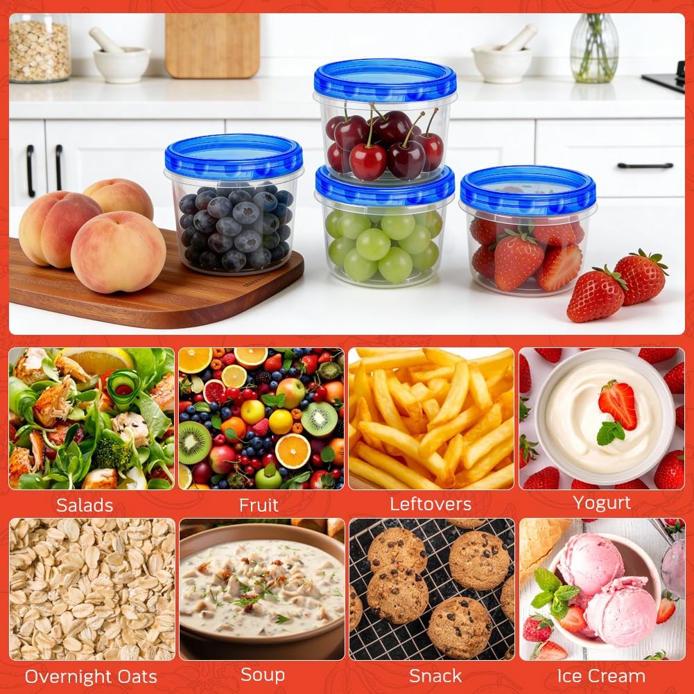 10 Pack 17oz Reusable Freezer Storage Containers with Twist Top Lids Airtight…