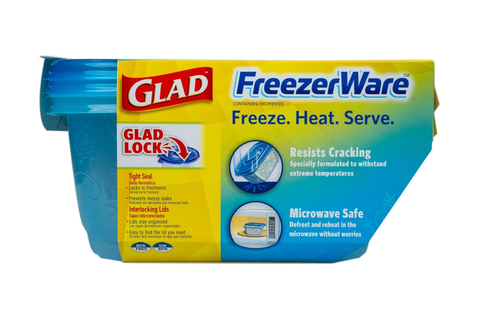 Gladware Freezer ware Food Storage Containers, Large, 64 Ounces, 2 Count Set