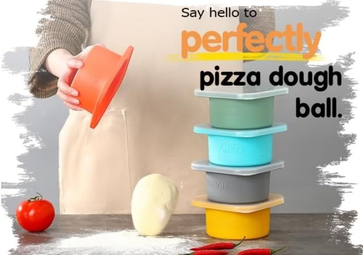 2-Pack 500ml Food Grade Silicone Containers with Airtight Lid for Pizza Dough