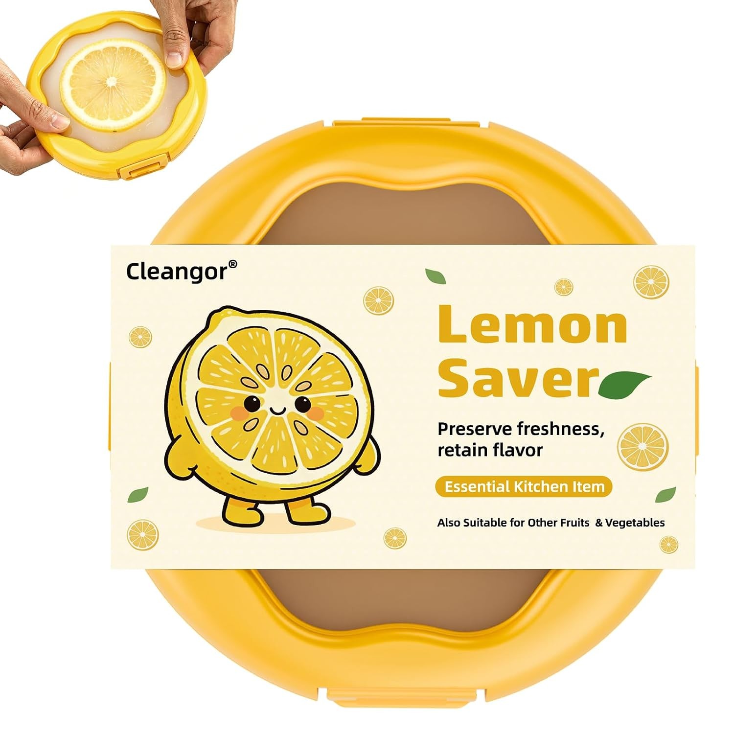Reusable Lemon Container with Snap On Lid Yellow Food Storage Container