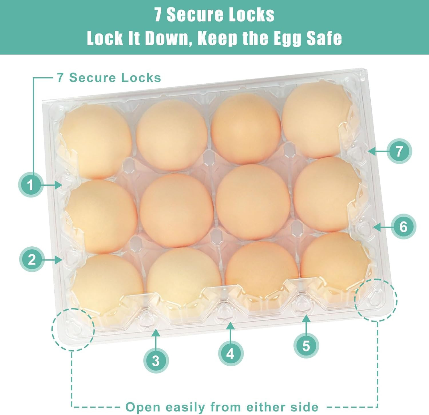 100 Packs 12 Count Clear Plastic Egg Cartons, 3 * 4 Grids Design