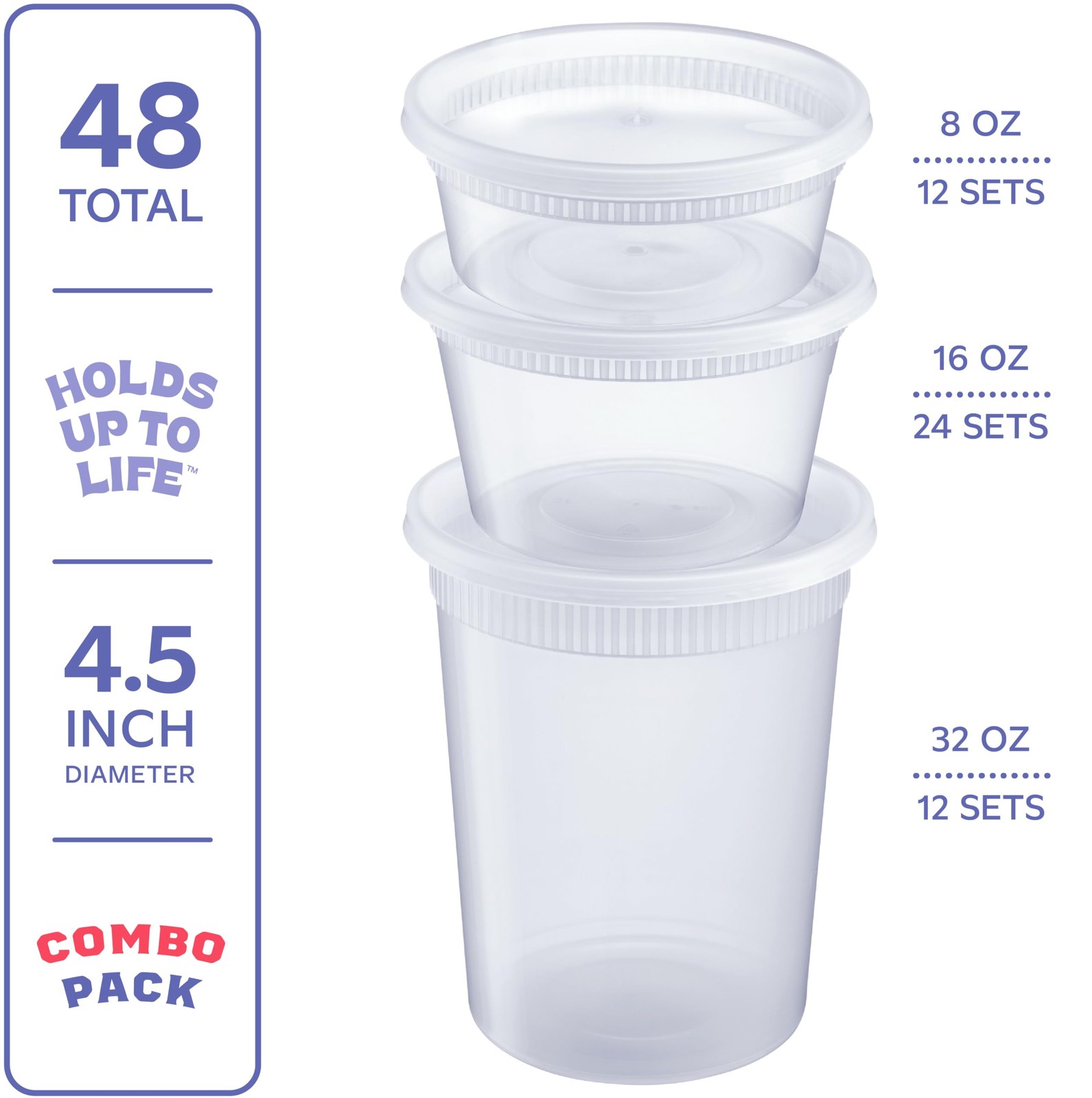 To Go Food Containers with Lids [8 oz, 16 oz, 32 oz – 48 Count] – Deli Plasti…