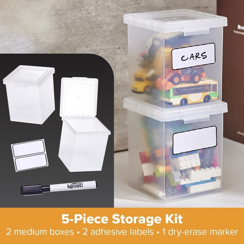 Compact Clear Storage Boxes with Snap Closure – Stackable & Organized – 2 Pack