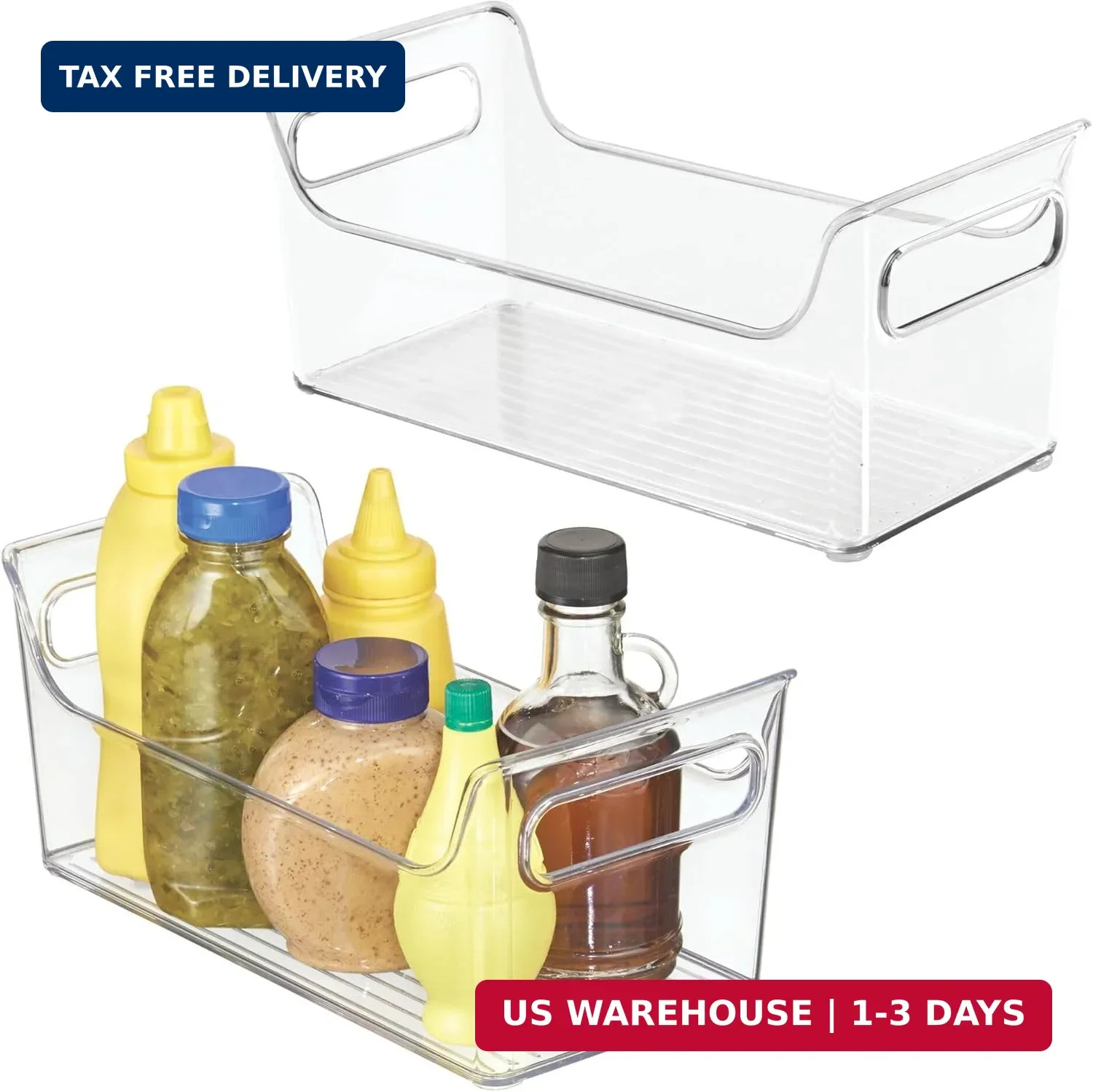 iDesign Condiment Organizer for Fridge – Plastic Fridge Organizer Bins with Hand
