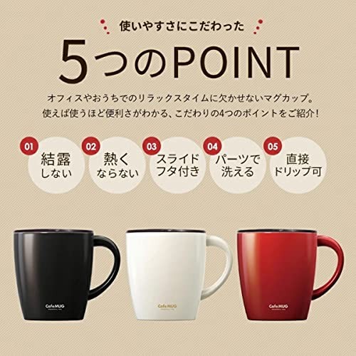 Asvel Stainless Steel Vacuum Insulated Mug Map 11.2 fl oz (330 ml) Red