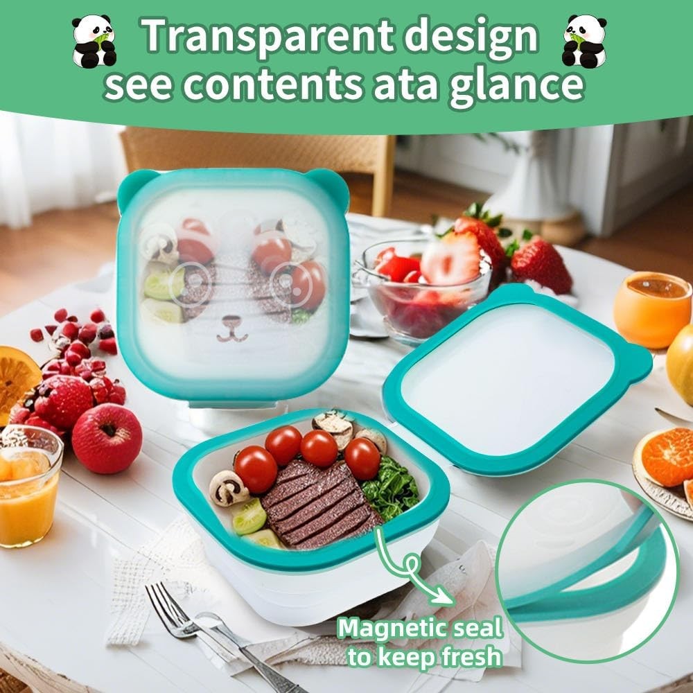 Foldable Magnetic Food Storage Container Transparent Food Grade Silicone Durable