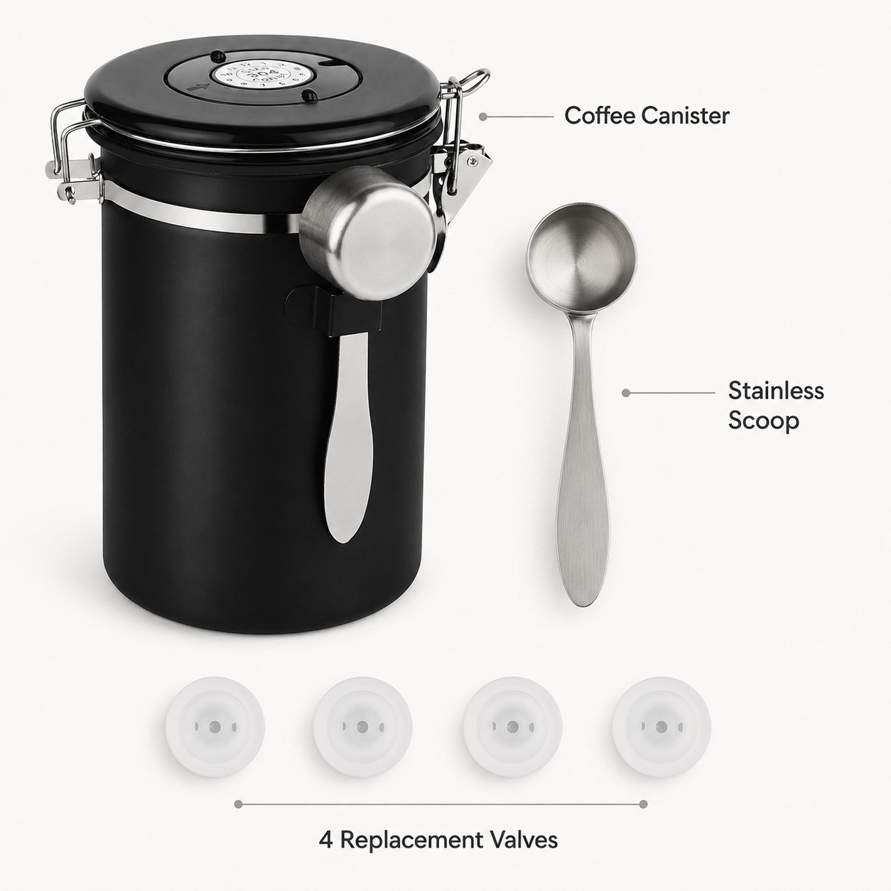 New Item Coffee Canister Storage Container – 22OZ Stainless Steel Black