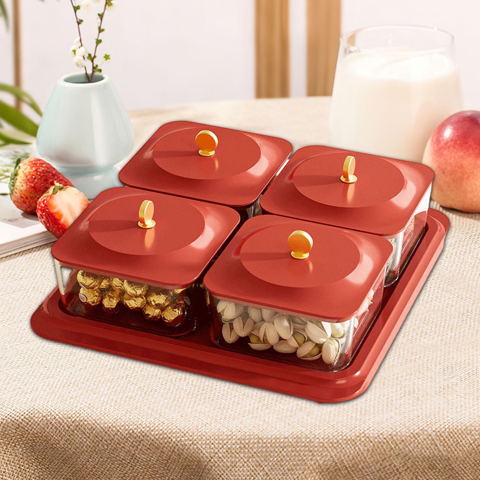 Dried Fruit Tray Divided Serving Tray with Lid Decorative Home Decor Candy Box