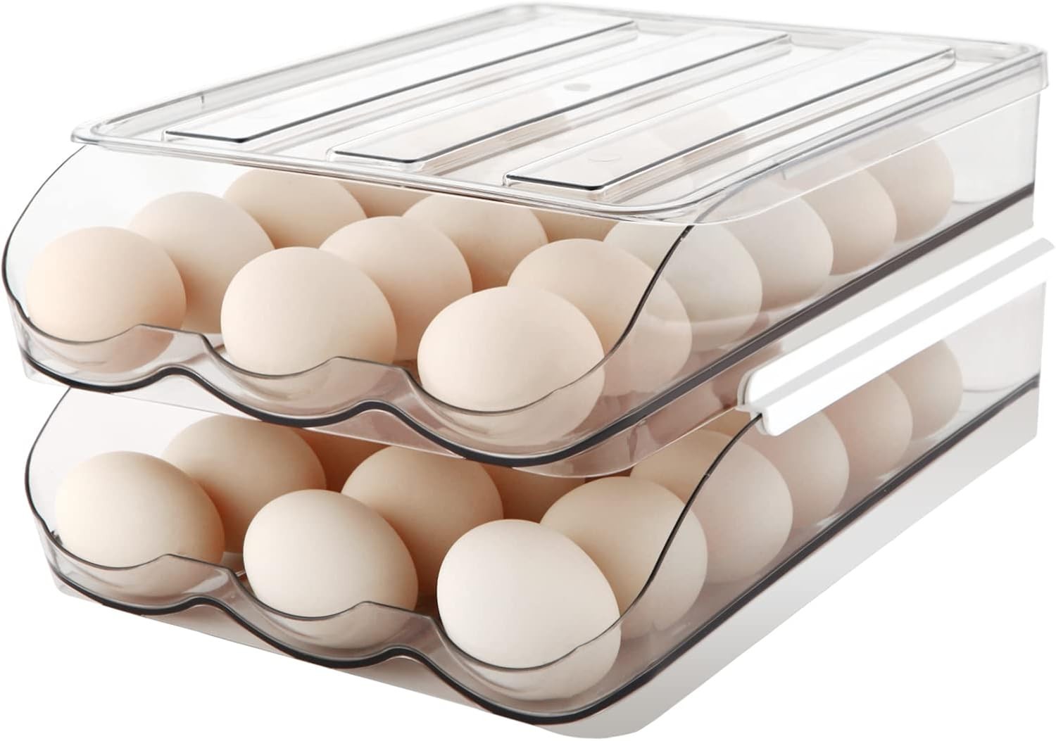 Egg Holder for Fridge, Automatically Rolling Egg Storage Container for Refrig…