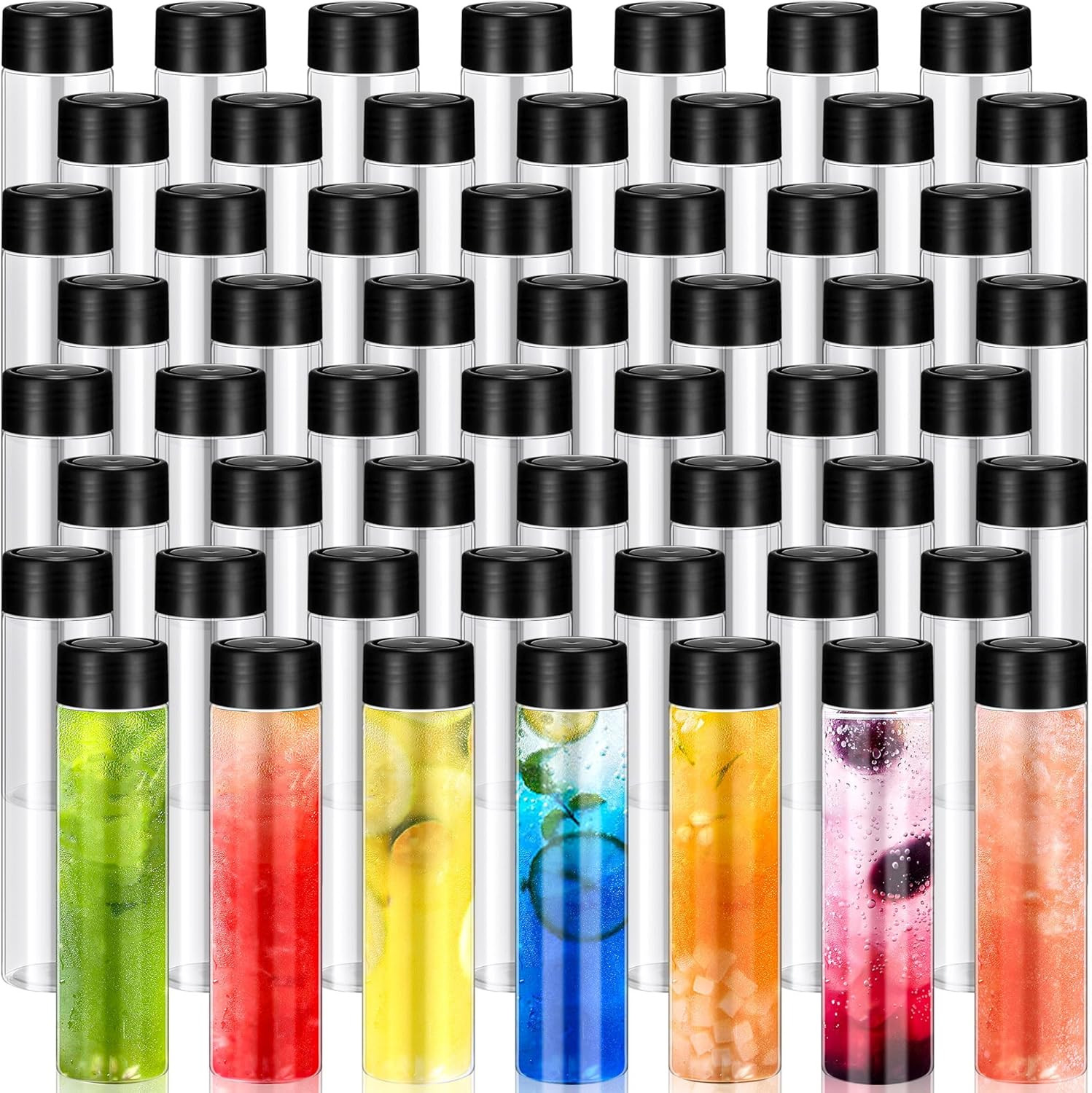 60 Pcs 13.5 Oz 400 Ml Plastic Juice Bottles with Caps Juice Containers with Lids