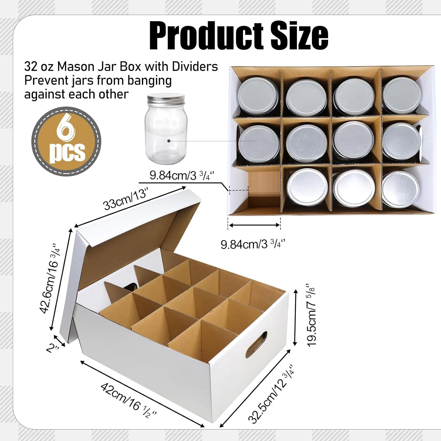 6-Piece White Storage Box for Pint Canning Jars – Stackable Organizer