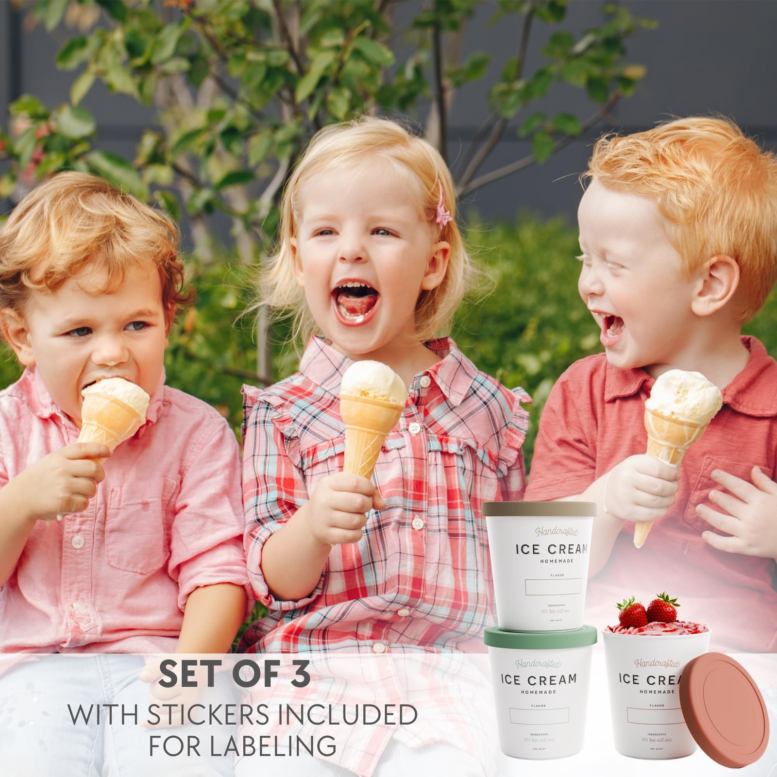 Set of 3 Reusable Ice Cream Containers 1 Quarts ea. – Perfect for Homemade So…