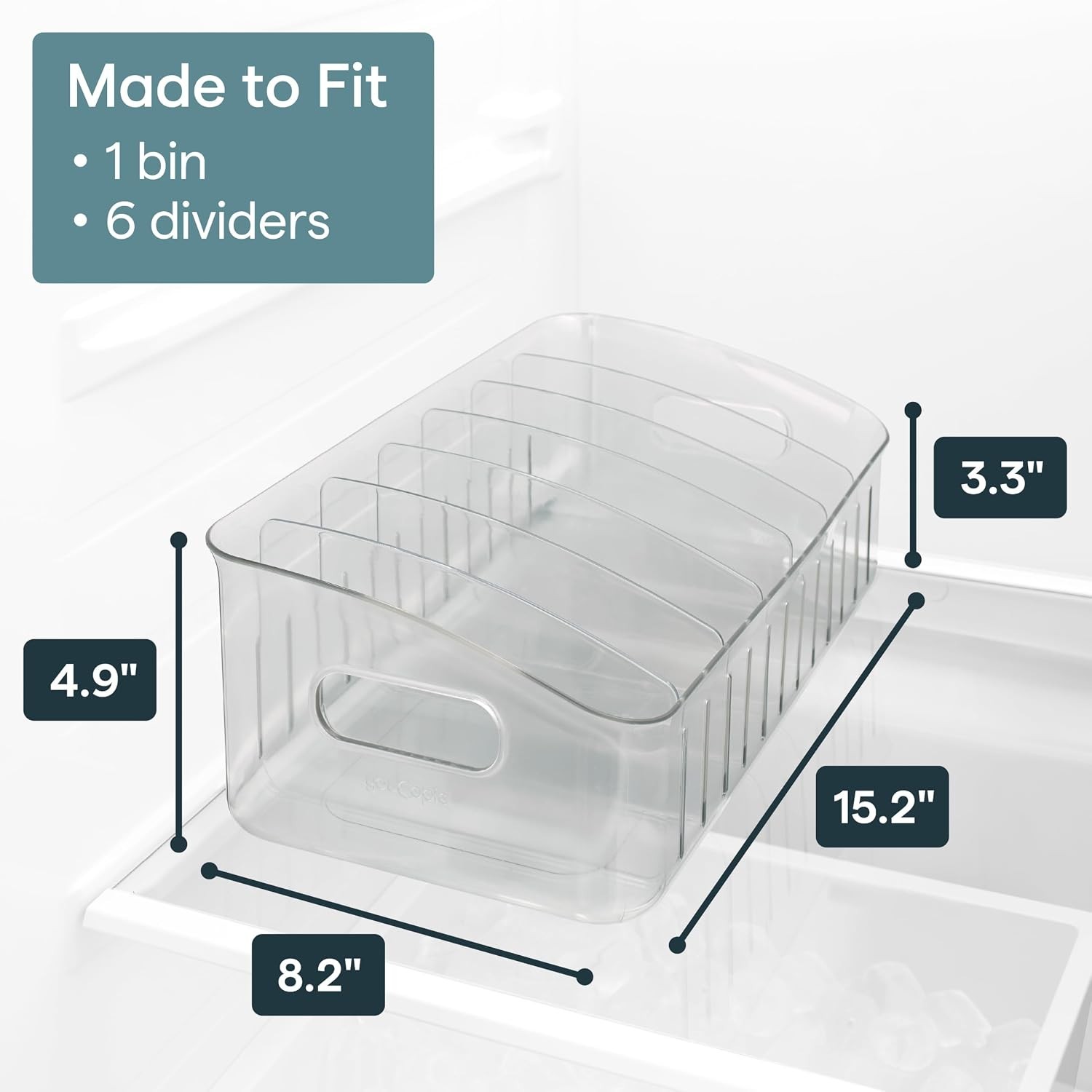 Freezeup Freezer Bin 15″, Bpa-Clear Fridge Organizer with Adjustable Dividers…