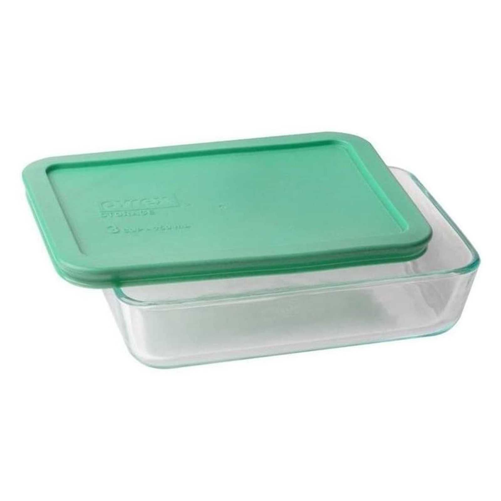 Pyrex (1) 7210 3-cup Glass Dish & (1) 7210-PC Light Green Lid