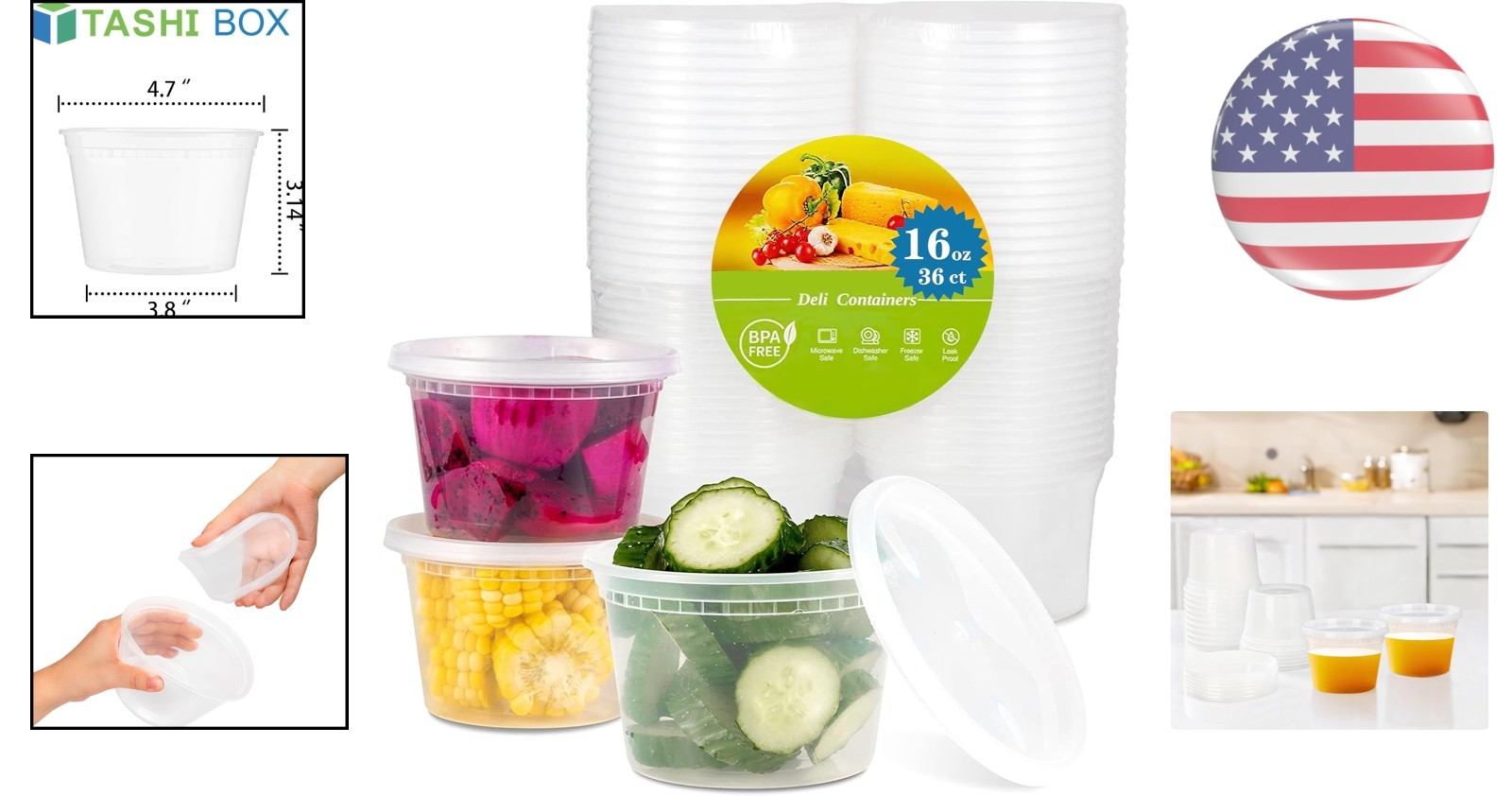 Microwavable 16 oz Food Storage Containers – 36 Leak-proof Sets, Clear Design