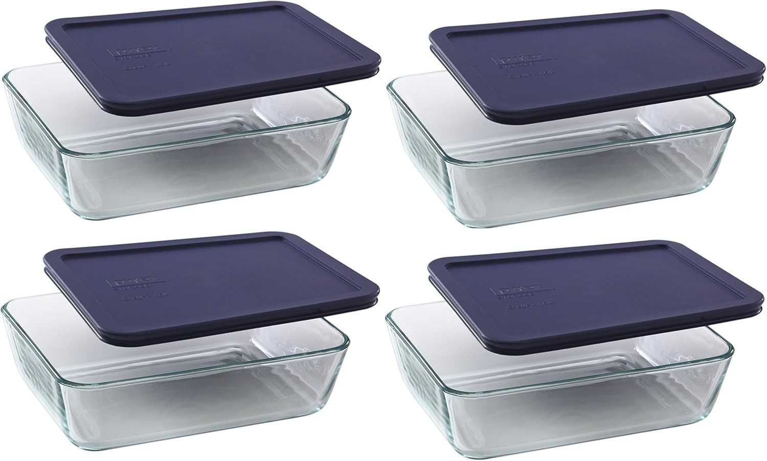 6-Cup Glass Food Storage Containers with BPA-Free Blue Lids – USA Made Set of 4