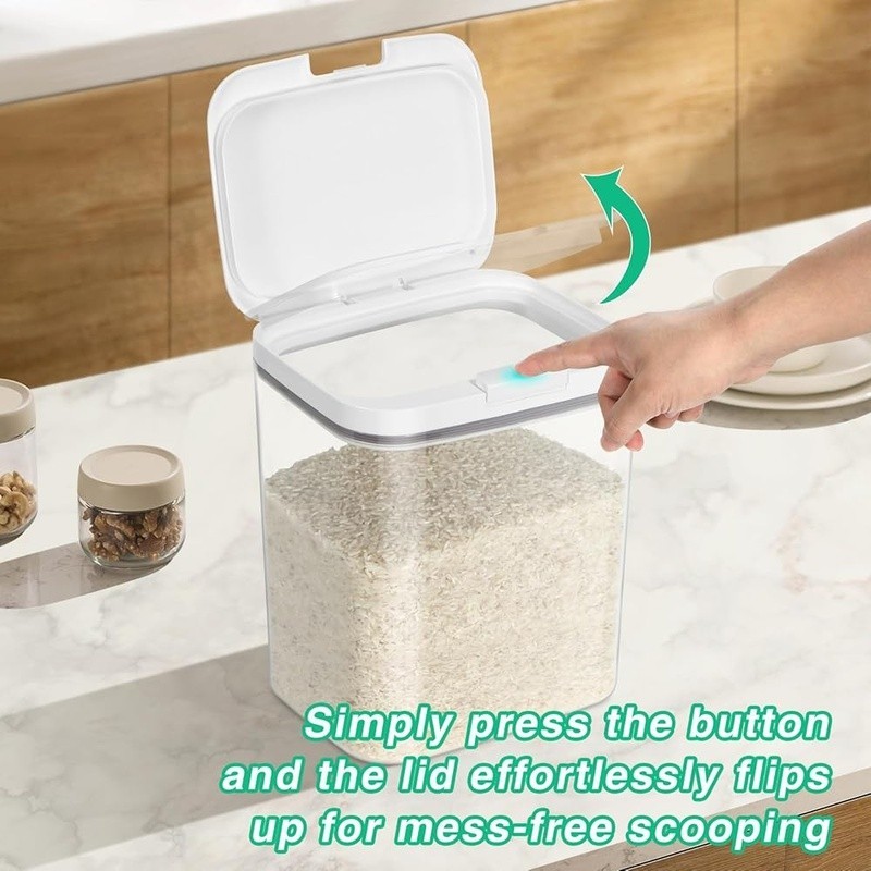 Flip Top Airtight Food Storage Containers Rice Flour Snacks 5.5L 11lb Capacity