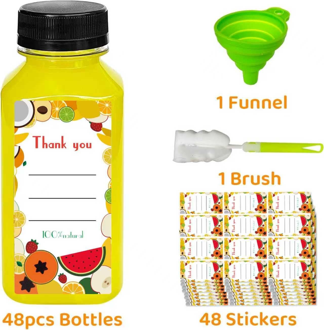 Sanyuanzhou 48pcs 8oz Juice bottle with caps,Plastic bottles with caps, Reusa…