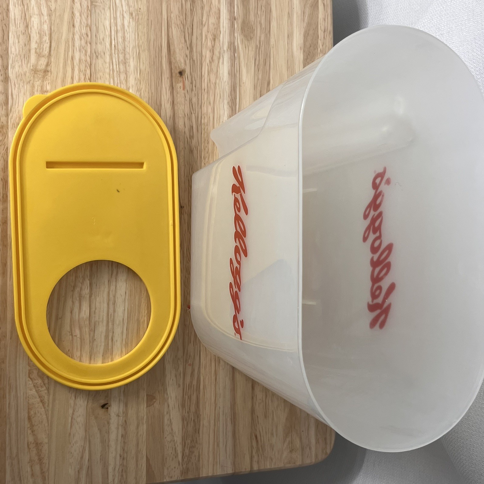1996 Kelloggs Cereal Storage Container with Yellow Lid