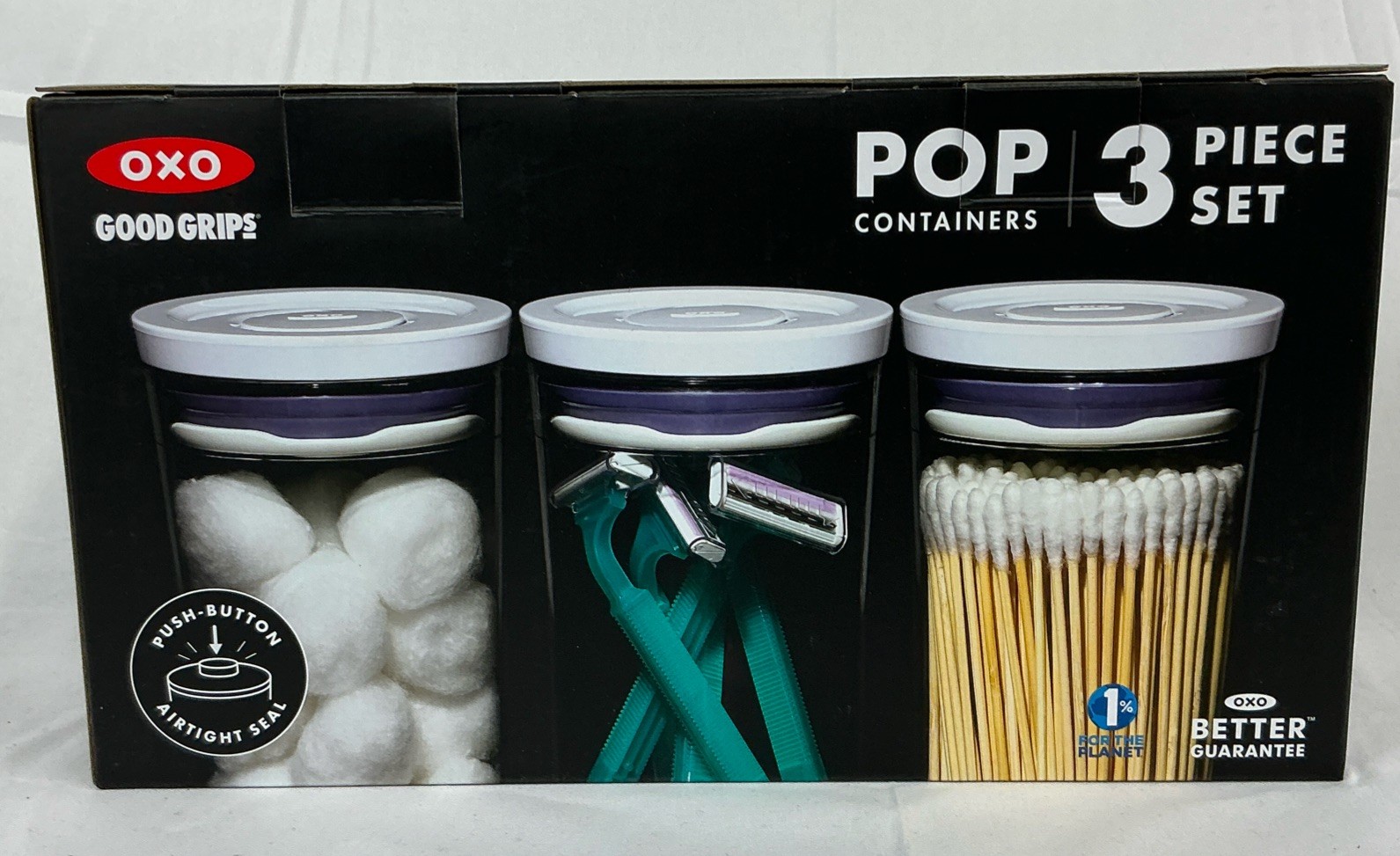 New OXO Good Grips 3 Piece 0.6 Qt POP Airtight Mini Containers Set