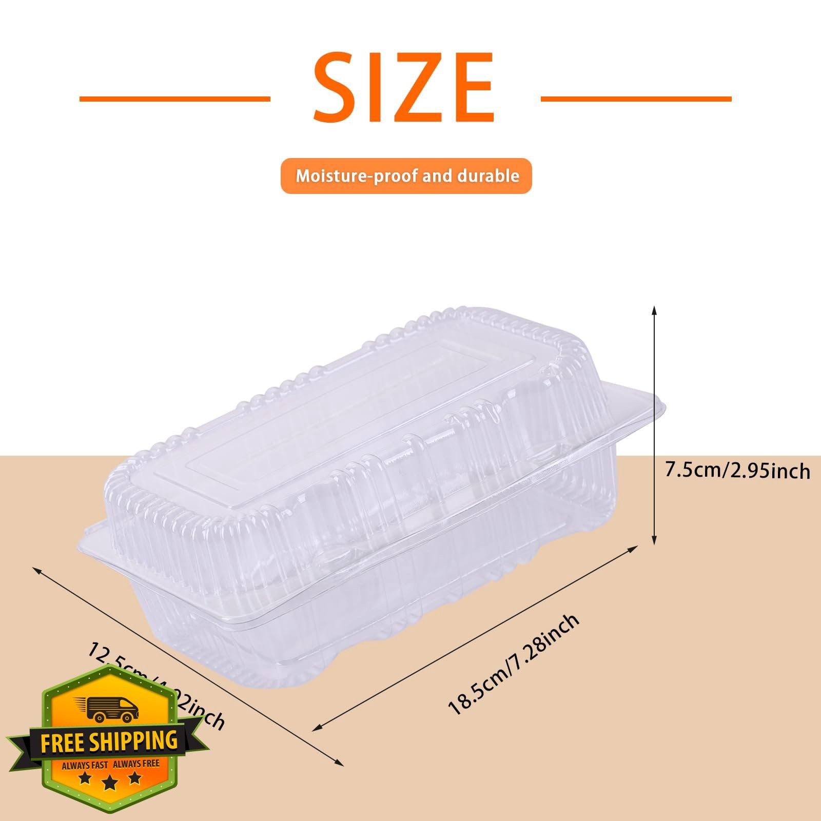 tergold Clamshell Containers, 7.2″ x 5″x 2.9″, 100pcs