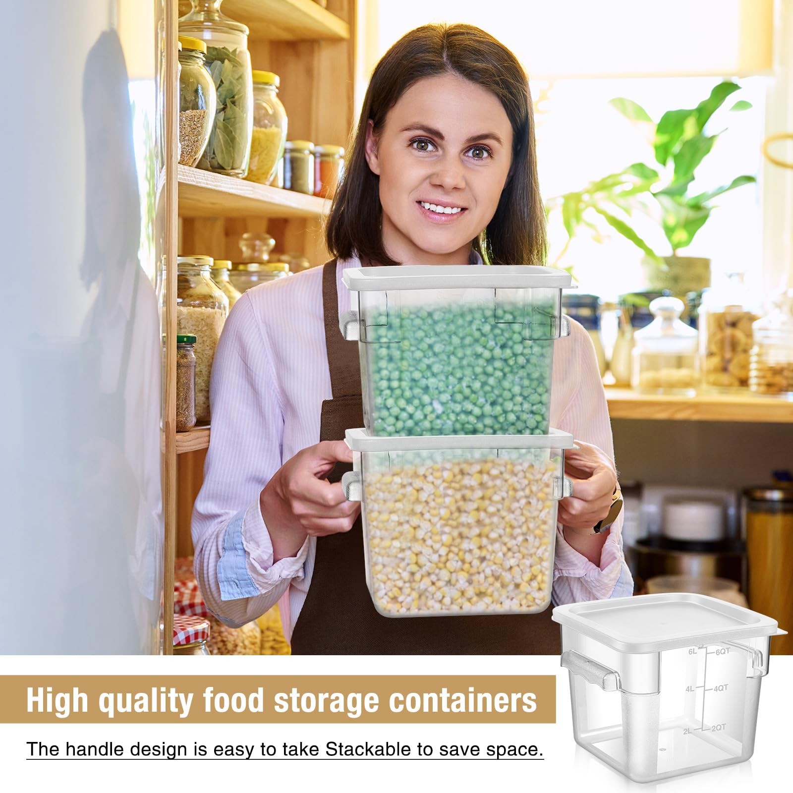 2 Pieces Square Food Storage Containers Polycarbonate Clear food Container wi…
