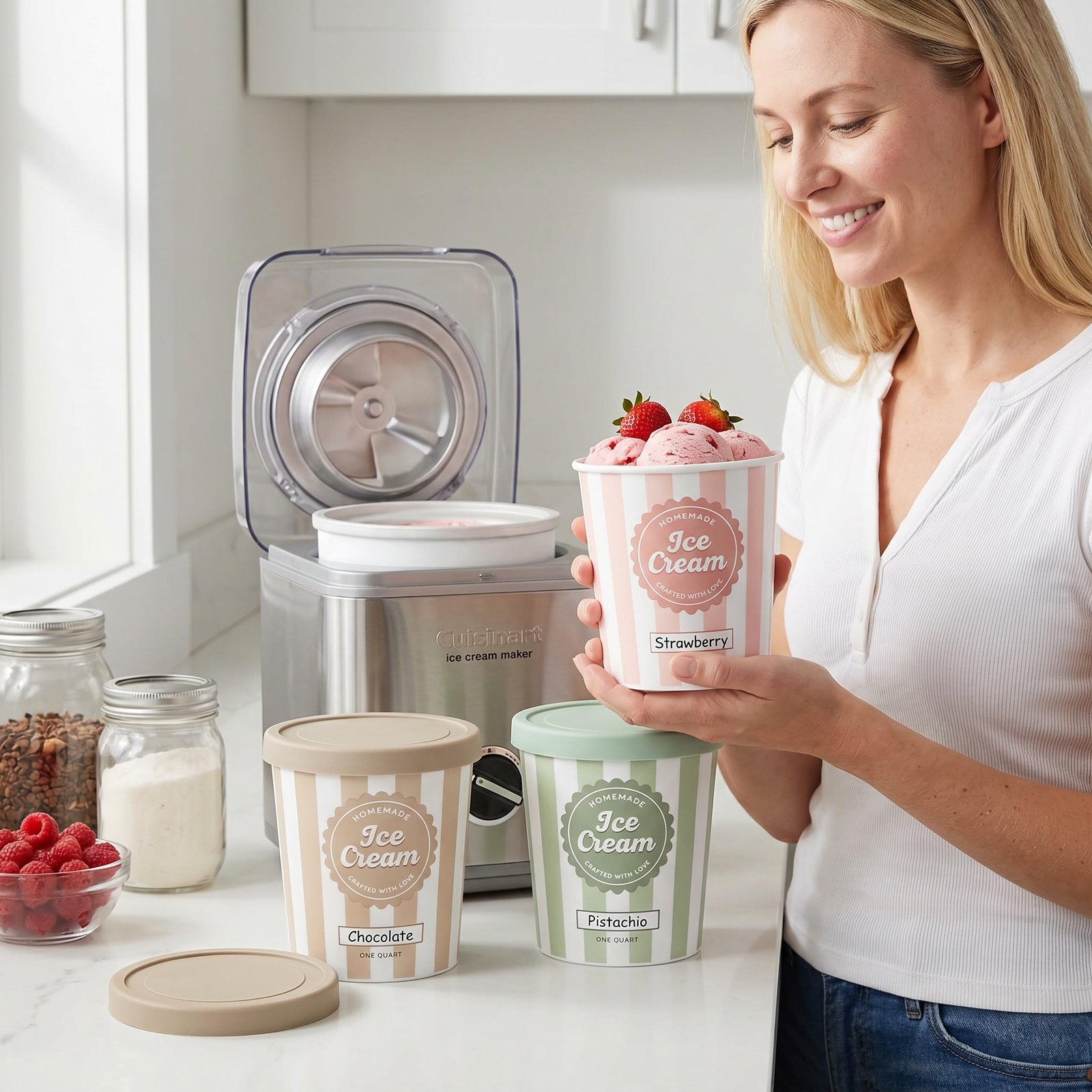Set of 3 Reusable Ice Cream Containers 1 Quarts Ea. – Perfect for Homemade Sorbe