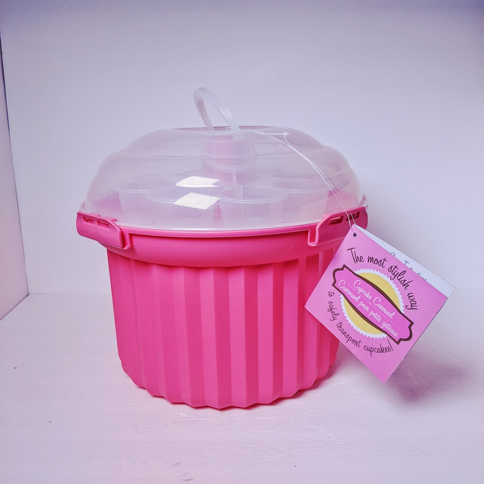 Fox Run 6973 Cupcake Carousel Holds 24 Cupcakes Pink Plastic Travel Carrier NEW