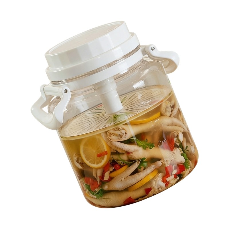 Transparent Pickle Jar With Detachable Press And Handle Fermentation Container