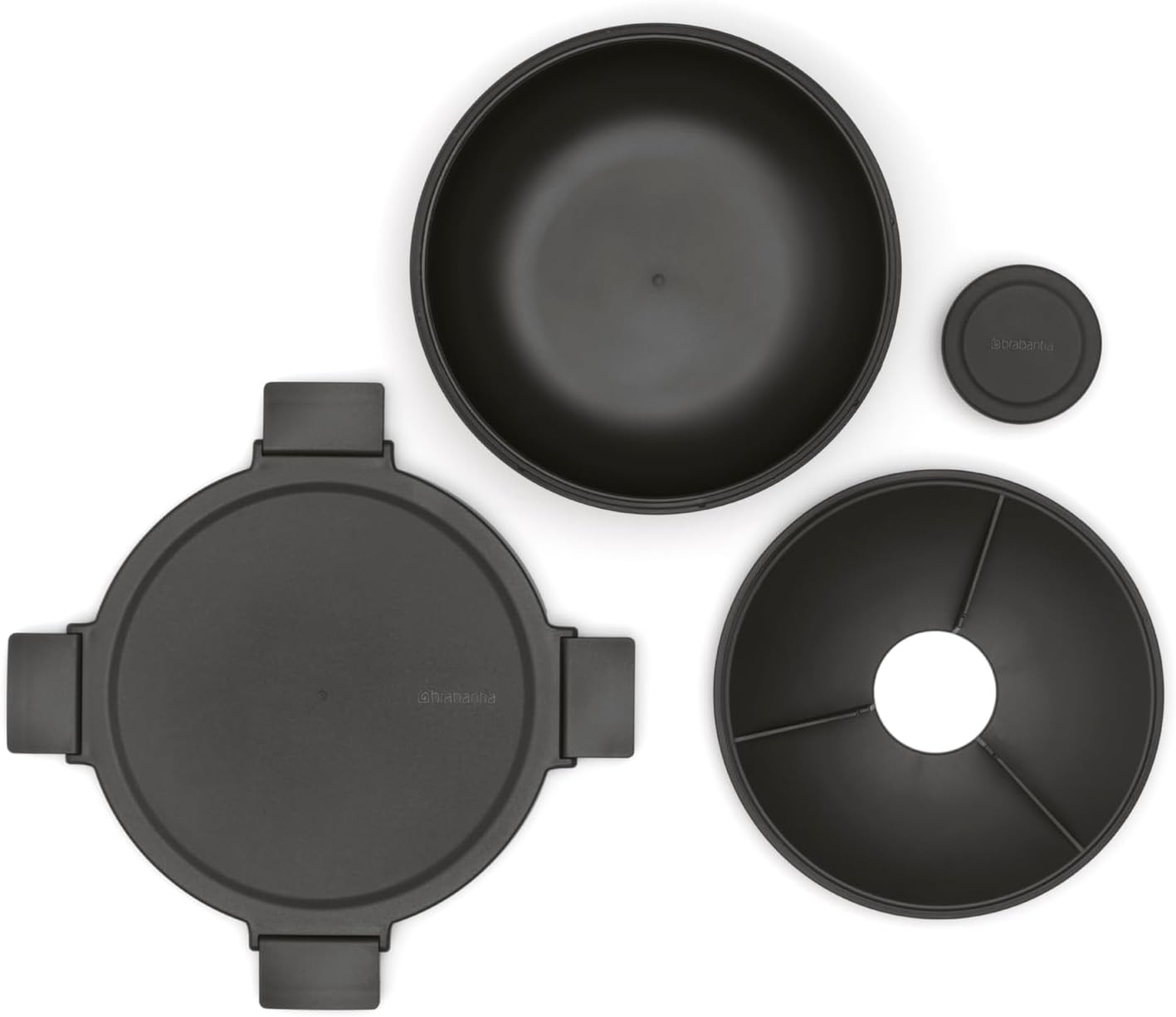 Make & Take Salad Bowl W/ Removable Tray Toppings & Dressings Dark Gray 100%