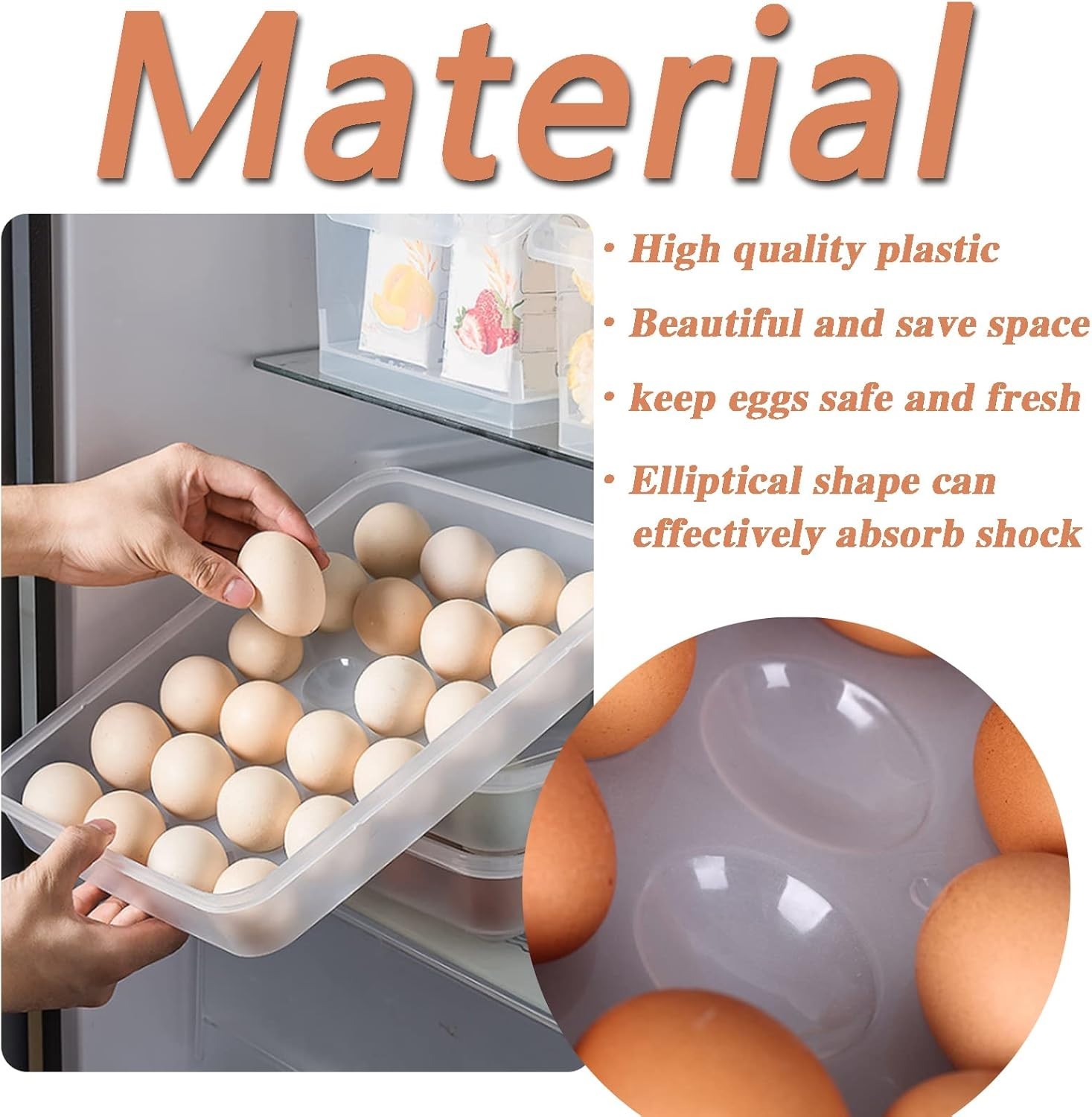 2 Pack Covered Egg Holder,Clear Egg Holder Storage Container,Stackable Plasti…